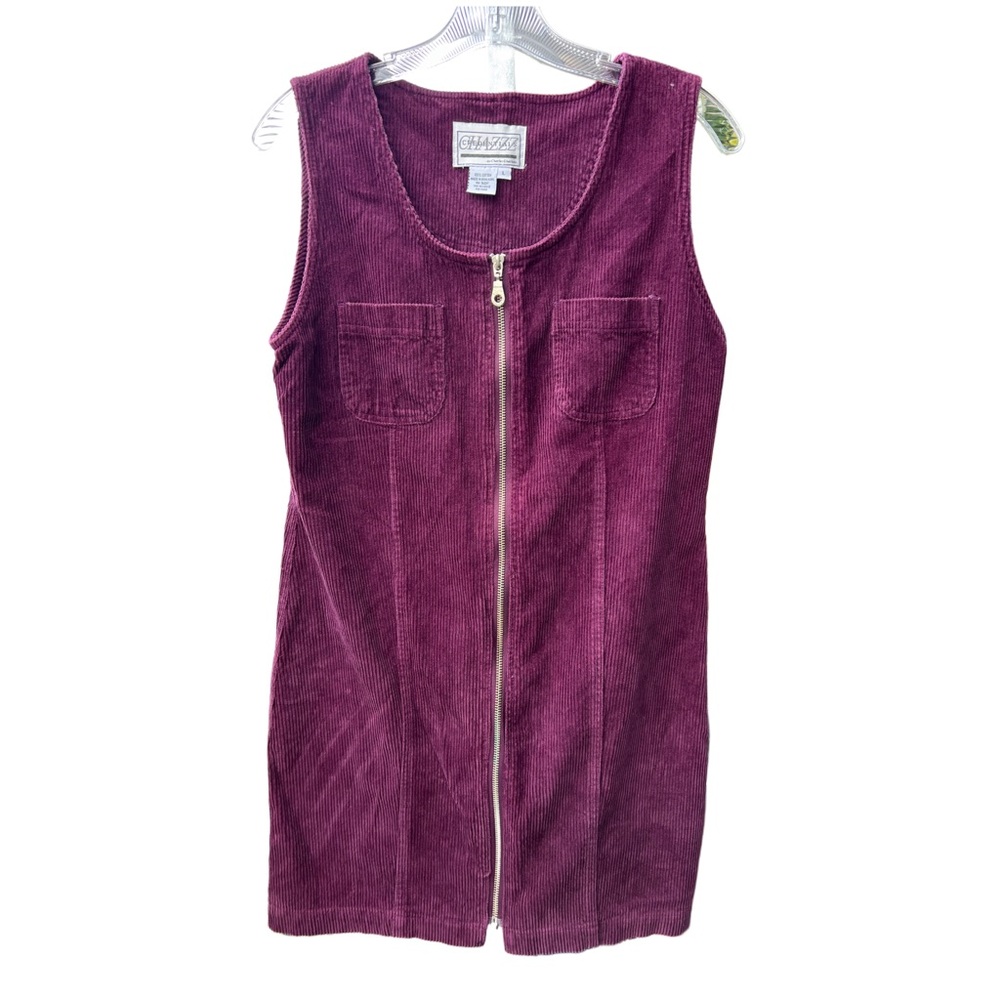 Chazzz Credentials purple corduroy zipper dress with two pockets size large